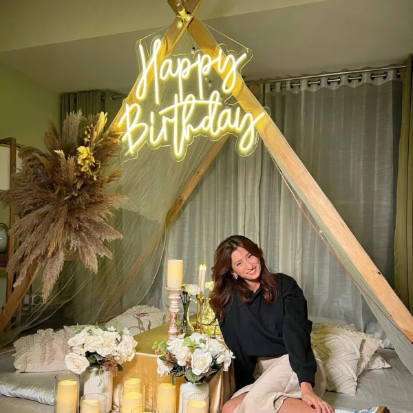 Happy Birthday Neon Sign - Afbeelding 2